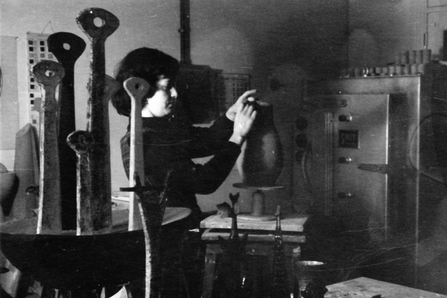 Lutgart de meyer at work in her studio 1955 c2a9 paul ausloos